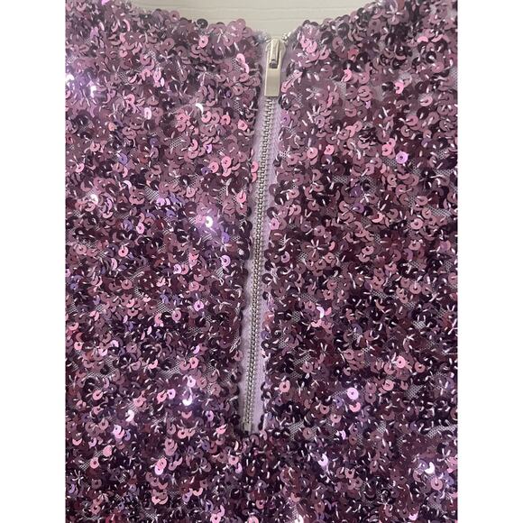 ENDLESS ROSE Purple Sequin Sparkle Encrusted Cropped Party Blouse Top - Picture 8 of 16